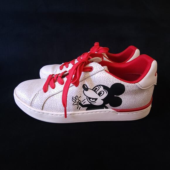 Coach Disney Mickey Mouse Keith Haring Clip Low Top Sneakers Shoes Womens Size 8 - Picture 2 of 9
